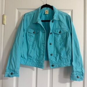 Vintage Y2K 90s Faded Glory Aqua Turquoise denim Jacket